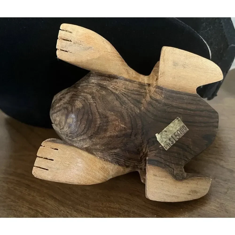 VTG Hand Carved Wooden Frog Trinket Box Wood Coqui Lidded Box. Storage Box